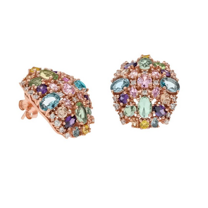 Orecchini Ovale Multicolor Brillante -  in Argento S925