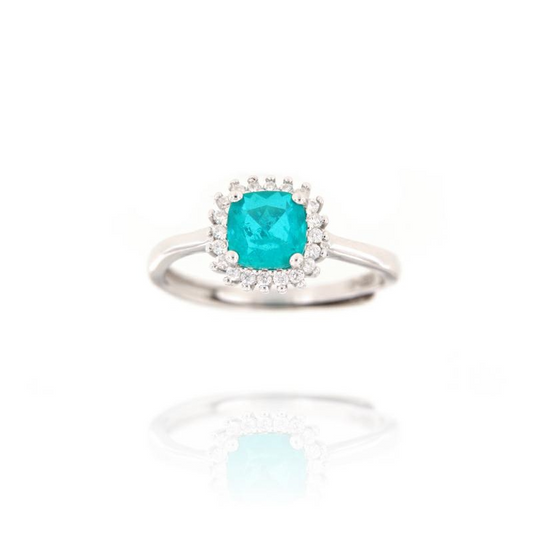 Anello Kate  quadrato Paraiba, in ARGENTO S925 (Copy)