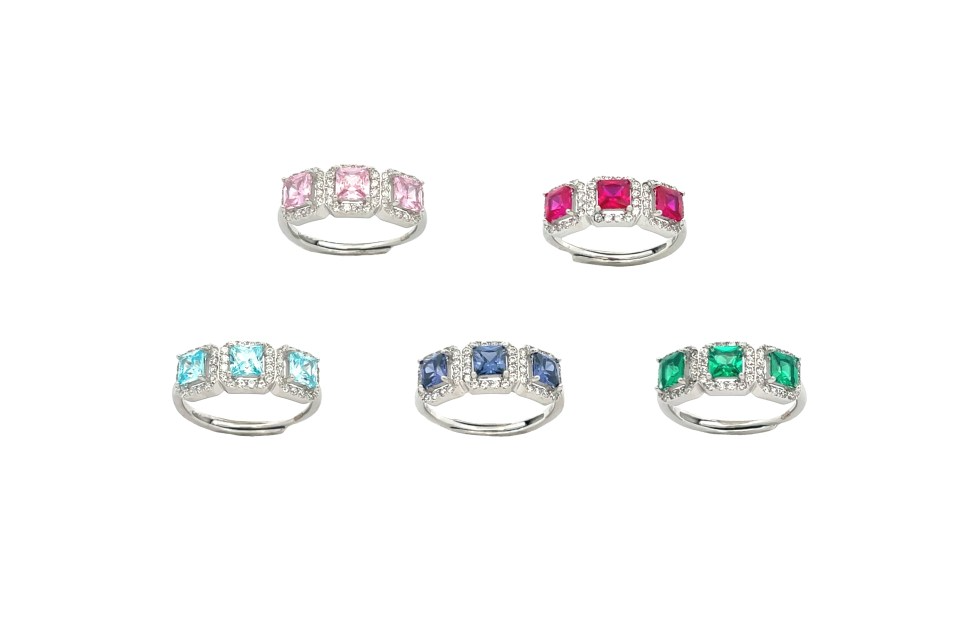 Anello TRILOGY quadrato, Argento 925