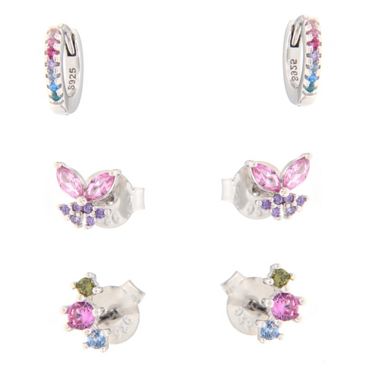 Combo 6 Orecchini Silver e MultiColor Tenui, in Argento 925