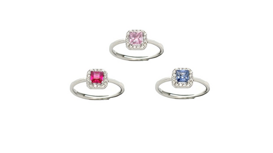 Anello Solitario Quadratino, Argento 925