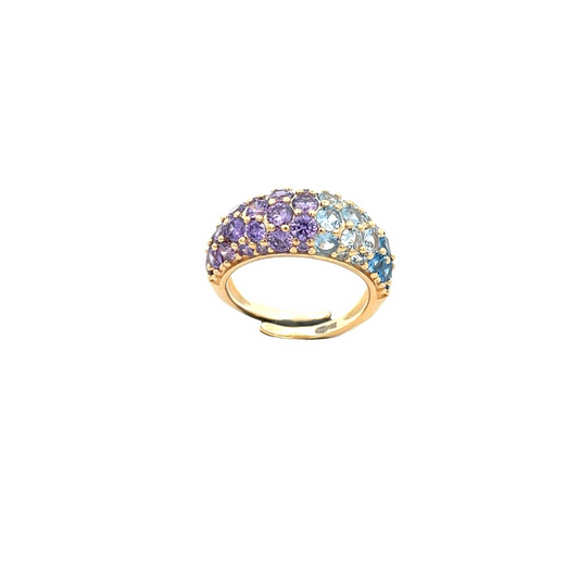 Anello Bomby Azzurro e Viola, Argento s925