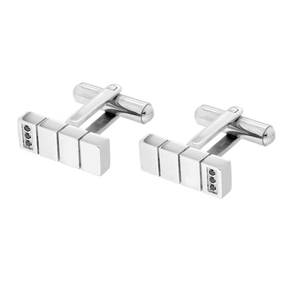 Gemelli Uomo Rettangolare con Crystal Neri mm 6 x 18 in ACCIAIO