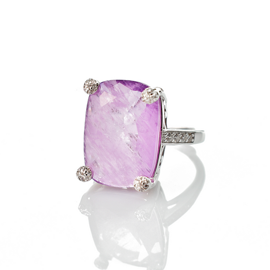 Anello rettangolare grande, con Zirconia Stile Pietra, in Argento s925