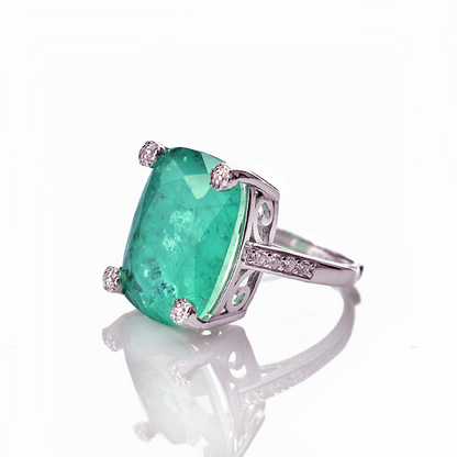 Anello rettangolare grande, con Zirconia Stile Pietra, in Argento s925