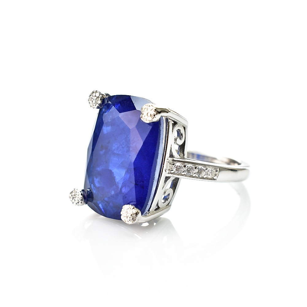 Anello rettangolare grande, con Zirconia Stile Pietra, in Argento s925