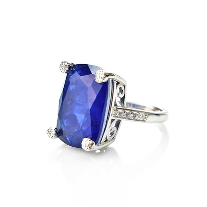 Anello rettangolare grande, con Zirconia Stile Pietra, in Argento s925