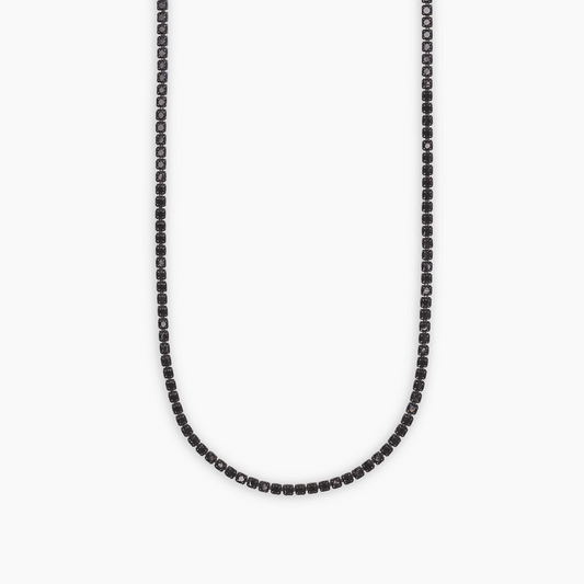 Collana Tennis NERO BRUNITO, 3mm REGOLABILE, Argento 925 con Zirconi