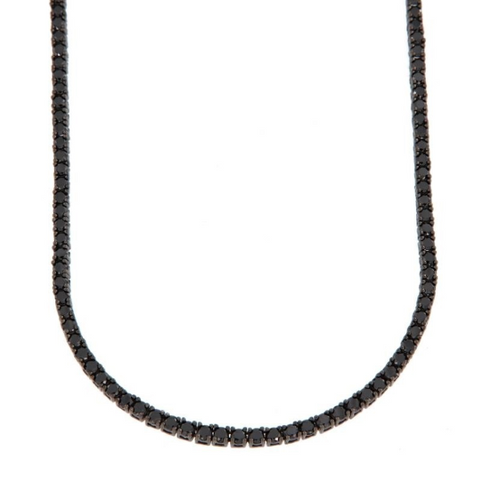 Collana Tennis NERO SU NERO 3mm, 50cm, Argento 925  brunito