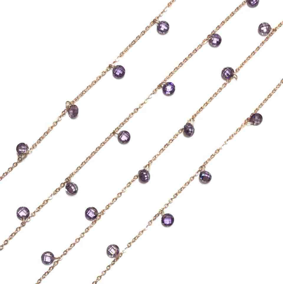 Collana con Lenticchie In Zircone Multiciondolo, Argento S925