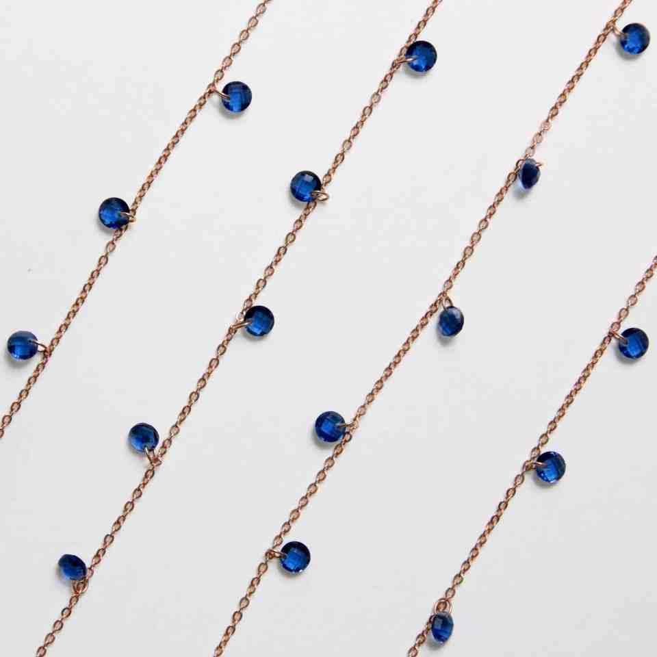 Collana con Lenticchie In Zircone Multiciondolo, Argento S925