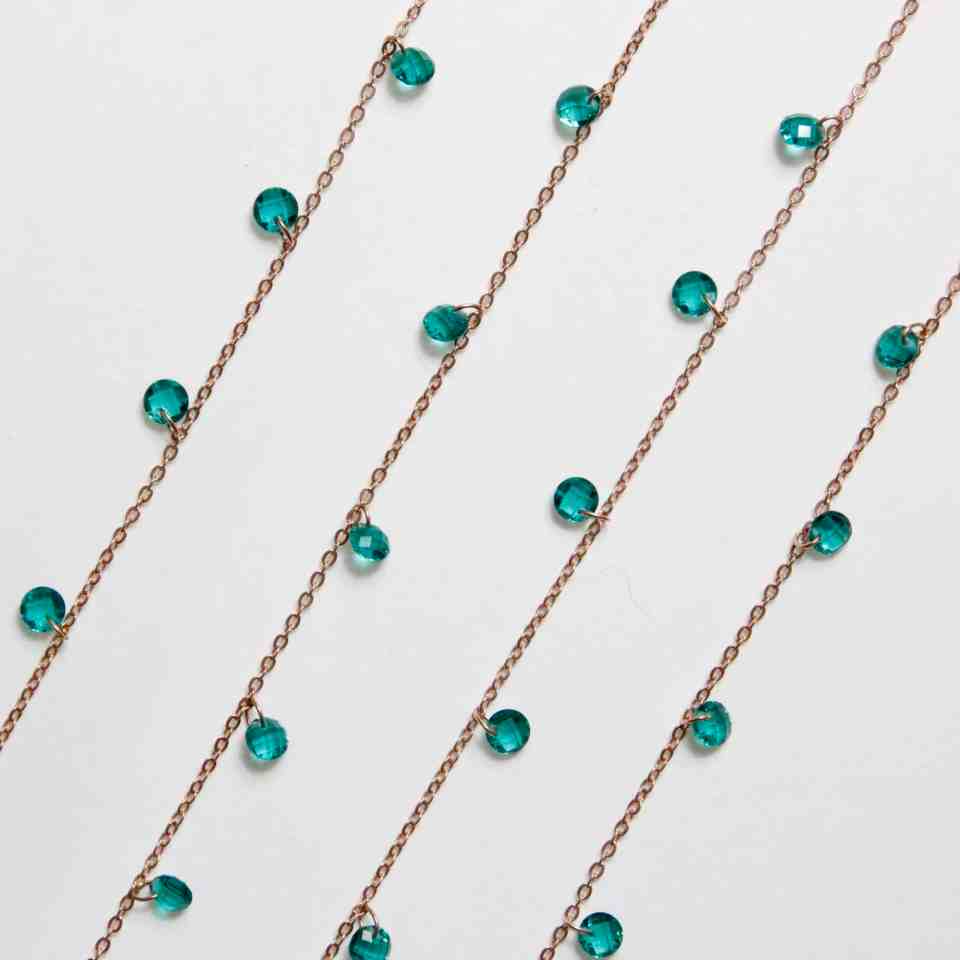 Collana con Lenticchie In Zircone Multiciondolo, Argento S925