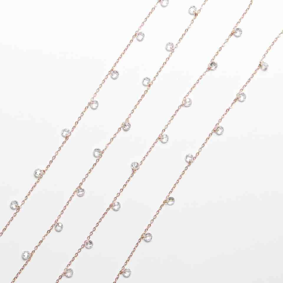 Collana con Lenticchie In Zircone Multiciondolo, Argento S925