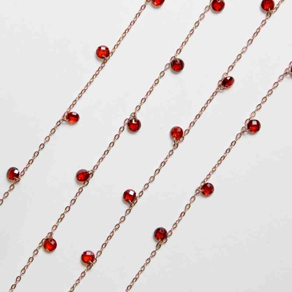 Collana con Lenticchie In Zircone Multiciondolo, Argento S925