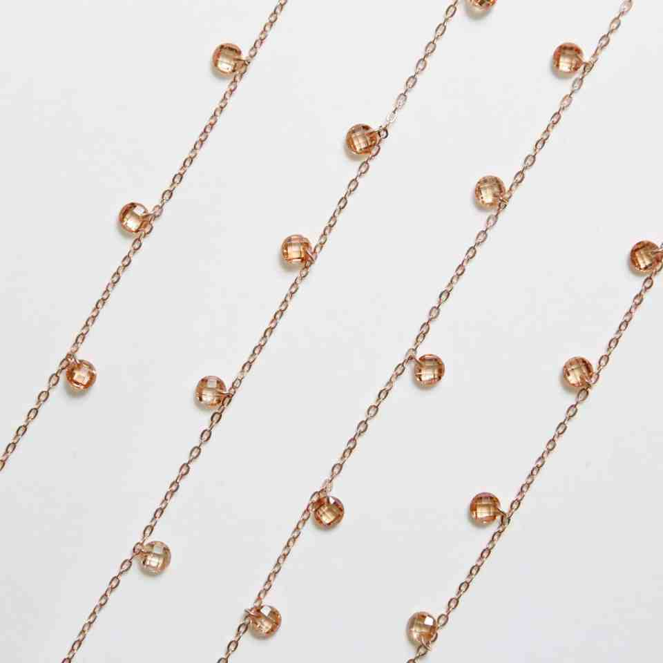 Collana con Lenticchie In Zircone Multiciondolo, Argento S925