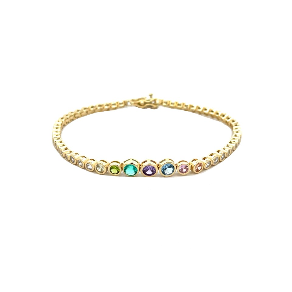 Bracciale Tennis Pallini Multicolor - in Argento S925