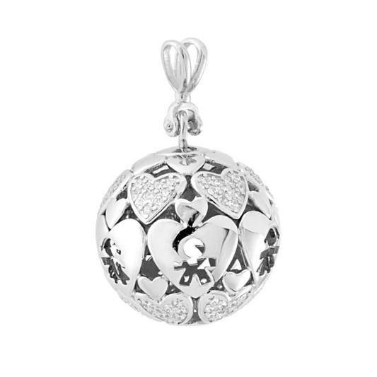 Chiama Angeli mm 18 Bimba Bimbo Cuori, Argento s925