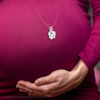 Ciondolo Chiama Angeli Campana con Cuori, Argento s925