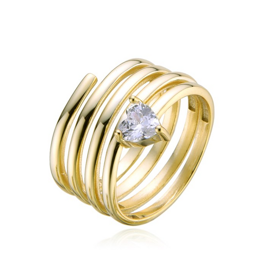 ANELLO Spirale con Cuore, Argento s925