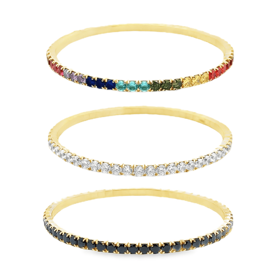 Bracciale Tennis 3mm Elastico, in Argento S925