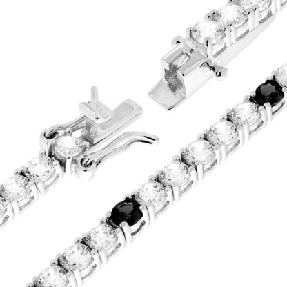 Bracciale Tennis 3mm, Bianco e Diversi Colori, 5+1,  in Argento