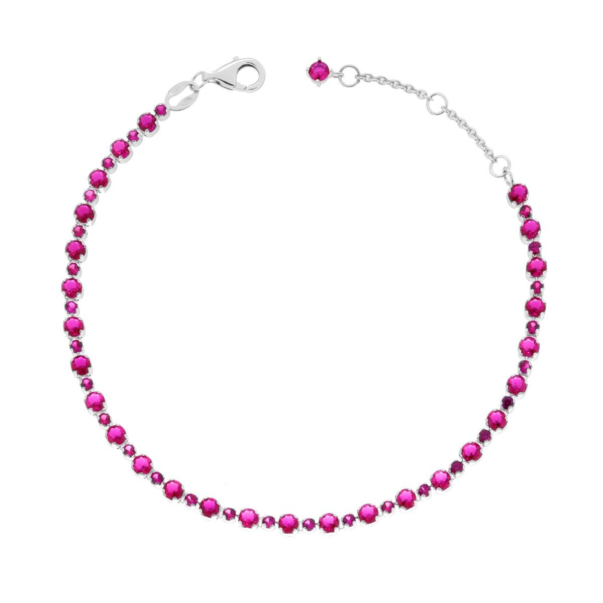 Bracciale Tennis Tondini Diversi Colori, in Argento S925 e Zirconi