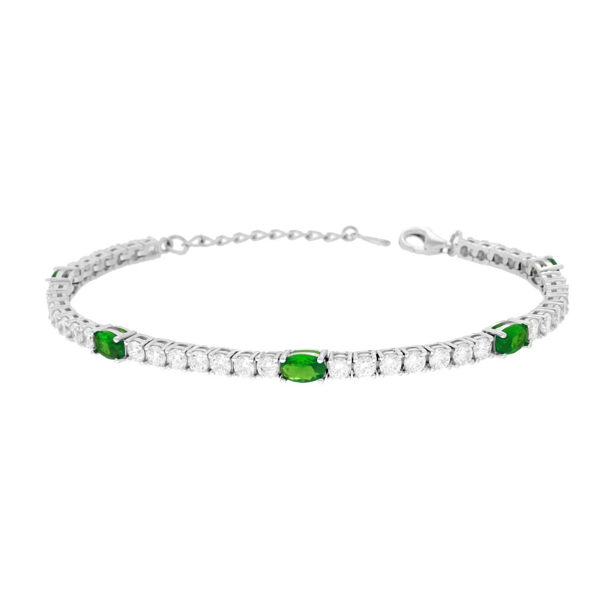 Bracciale Tennis 3mm con Ovali color, in Argento S925
