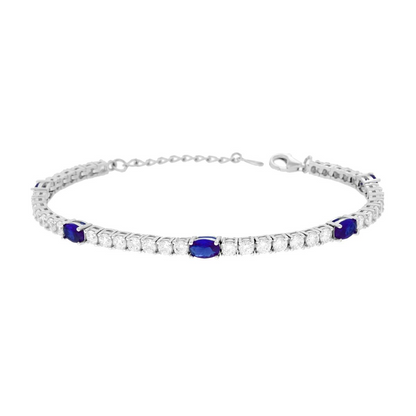 Bracciale Tennis 3mm con Ovali color, in Argento S925