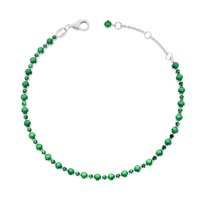 Bracciale Tennis Tondini Diversi Colori, in Argento S925 e Zirconi