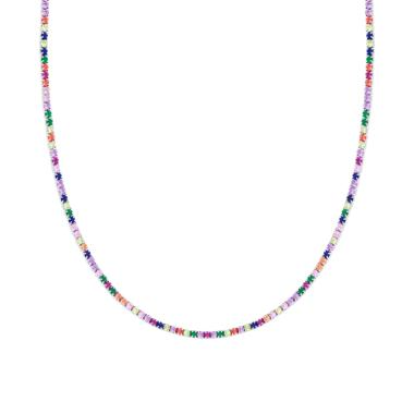 Tennis Choker Necklace, 2.3mm ADJUSTABLE, 925 Silver with Zirconia 
