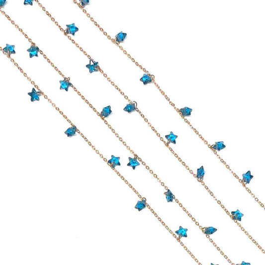 Collana con Stelline In Zircone Multiciondolo, Argento S925