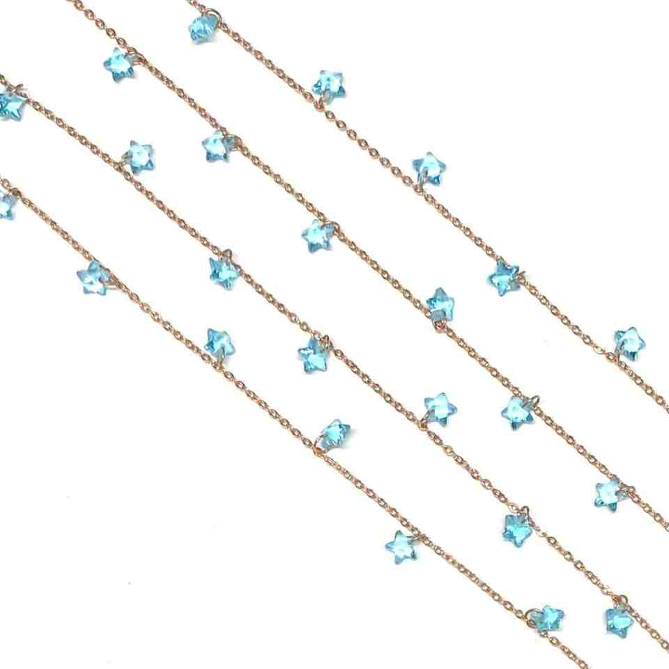 Collana con Stelline In Zircone Multiciondolo, Argento S925