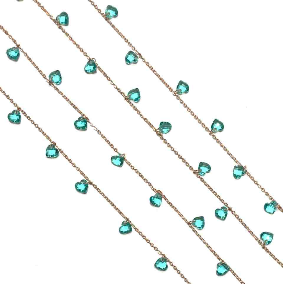 Collana con Cuoricini In Zircone Multiciondolo, Argento S925