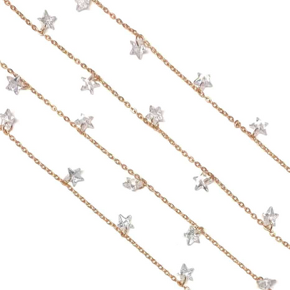 Collana con Stelline In Zircone Multiciondolo, Argento S925