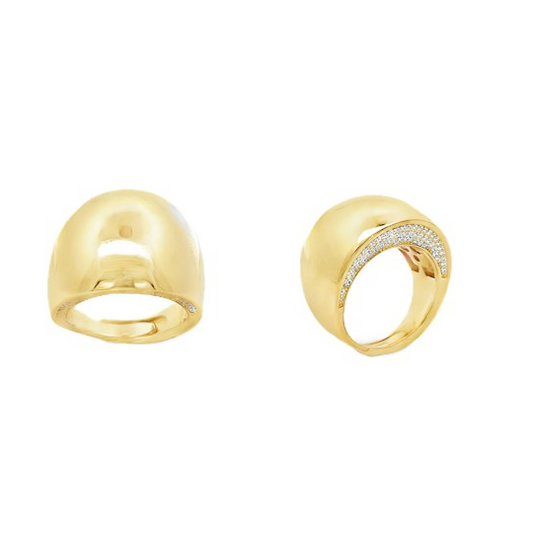 Anello Bombato Fascia LUXURY - in Argento 925  e zirconi