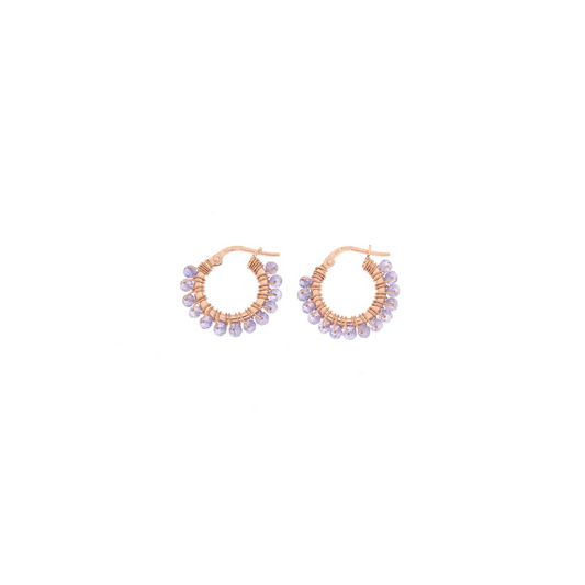 Boucles d'oreilles lobe marguerite avec Zircon et Perles