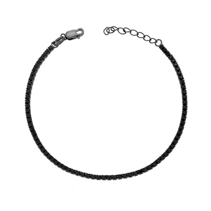 Mini Bracciali Tennis 1mm, Base Nero, Argento s925
