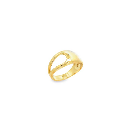 925 Silver and Gold Plated Wave Ring - Elegant and Adjustable Design