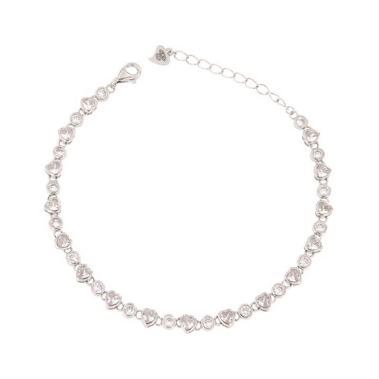 Bracciali Tennis Cuori e Punti luce, Argento s925
