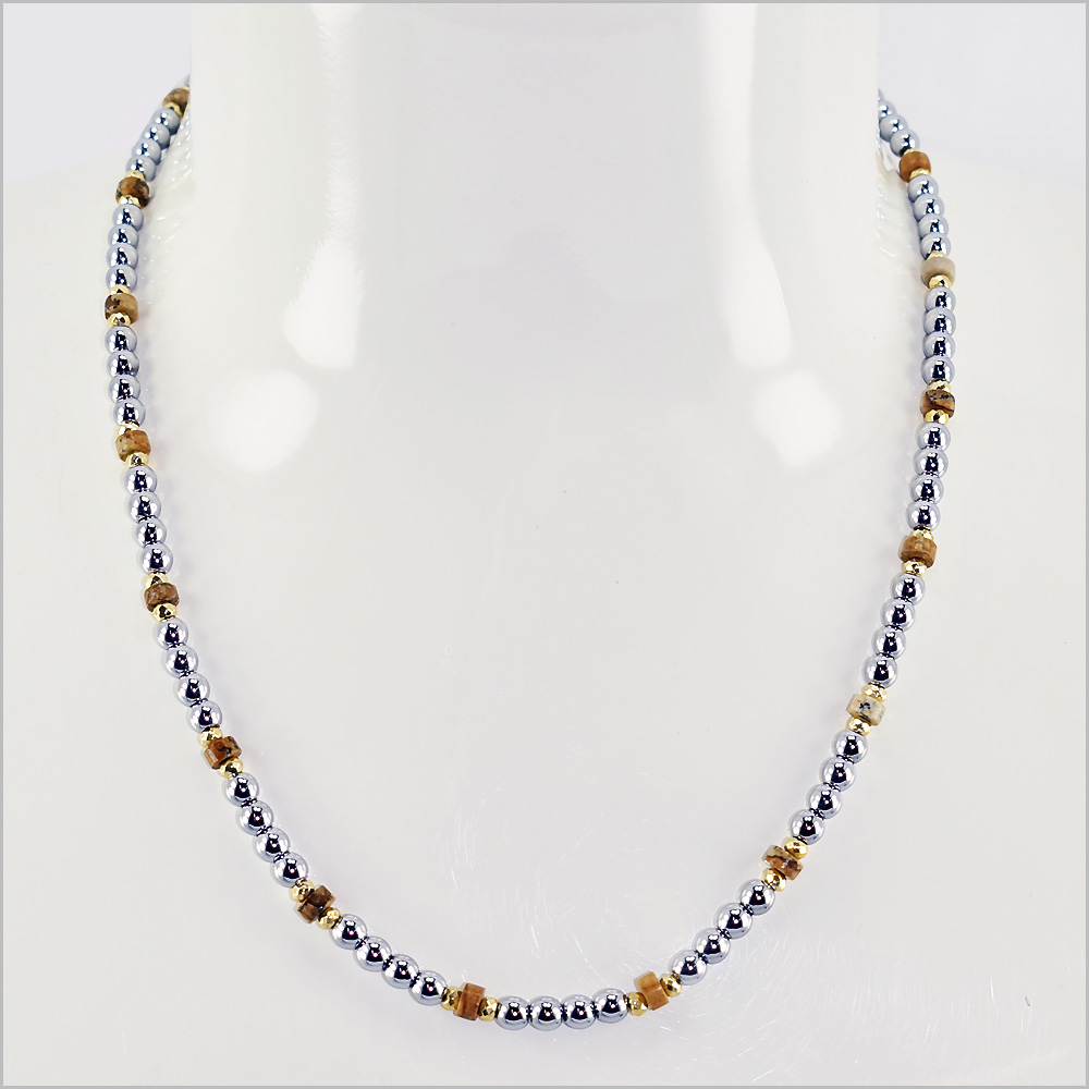 Multicolor Stone Chain Necklace 4.5mm, Stainless Steel