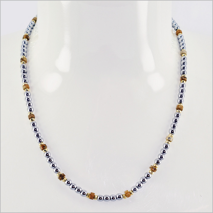 Multicolor Stone Chain Necklace 4.5mm, Stainless Steel