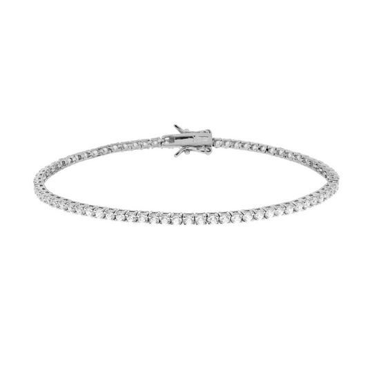 Bracciale Tennis Bianco 2mm, in Argento S925