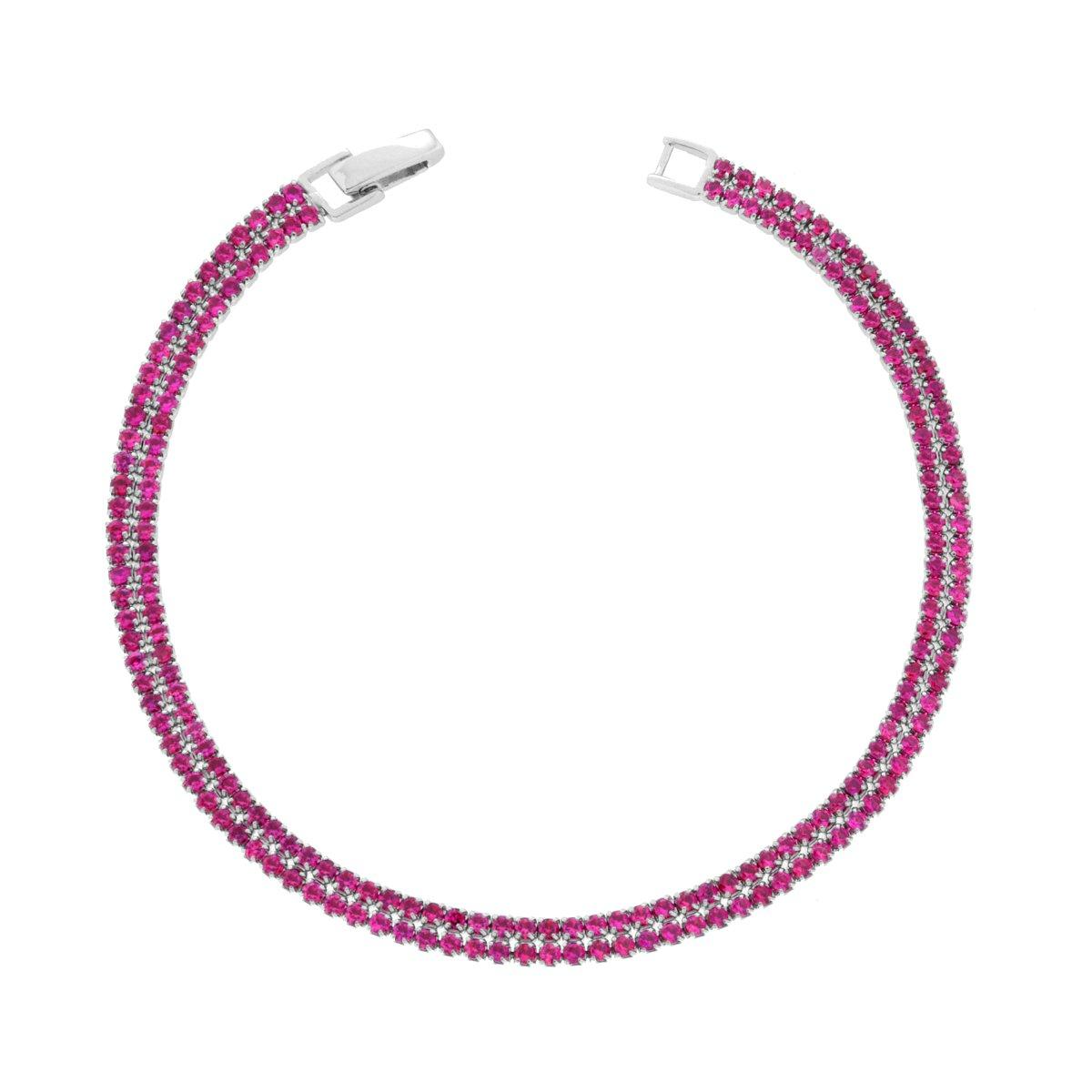Blue Tennis Bracelet 2 Rows, in S925 Silver