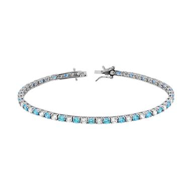 Bracciale Tennis di Lusso in Argento 925 con Zirconi Rossi e Bianchi