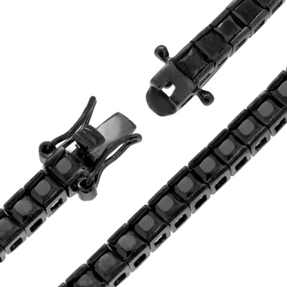 Bracciale Tennis CARRE Nero 3mm base Brunito, Argento 925