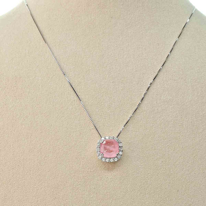 Collana con Pietra Idrotermale Quadrata, Argento s925