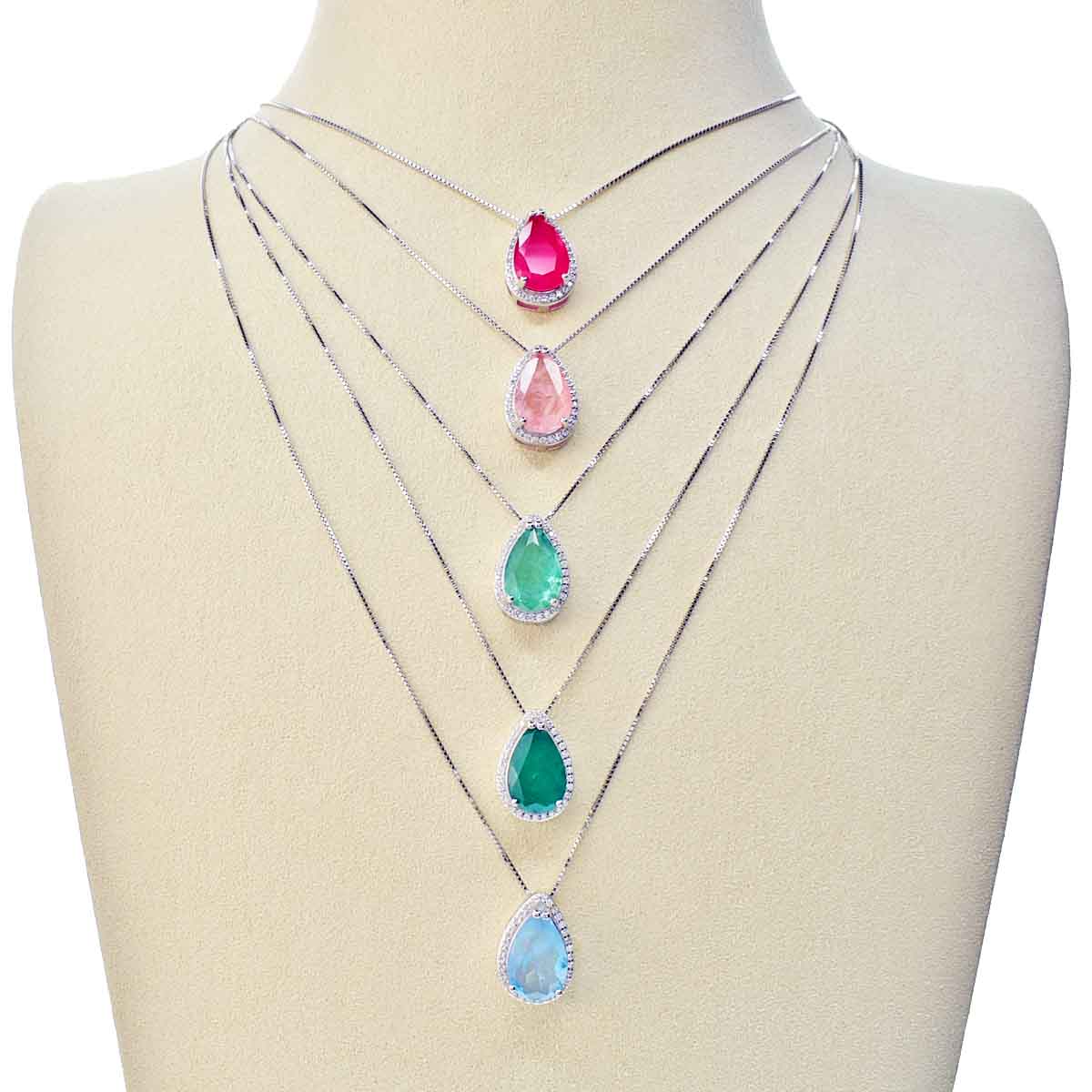 Collana Pietra Idrotermale Goccia, Argento s925