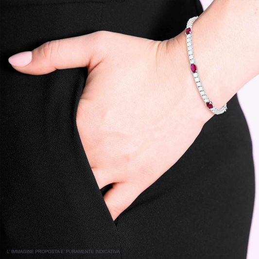 Bracciale Tennis 3mm con Ovali color, in Argento S925