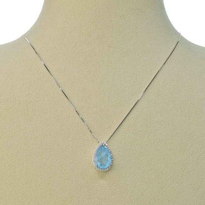 Collana Pietra Idrotermale Goccia, Argento s925