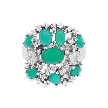 Anello Tormalina Paraiba e Zirconi Bianchi in ARGENTO 925